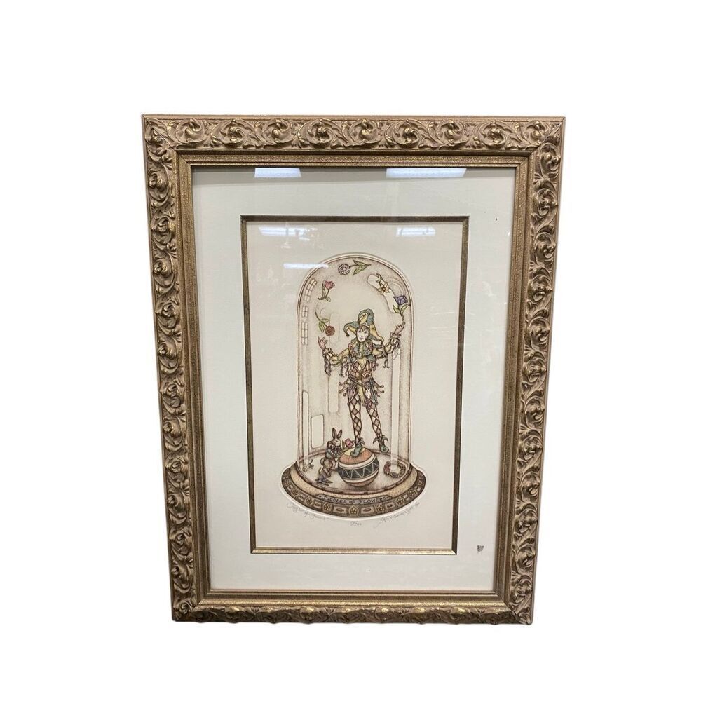 Alice V Scott Hand Painted Etching The Juggler of Colors Rare numbered signed
